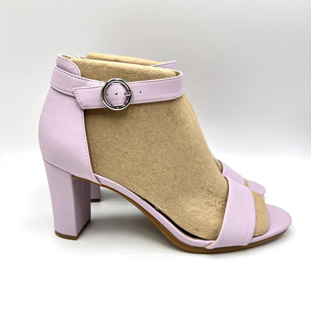 Lifestride Size 11 Lilac Pink Purple Faux Vegan Leather Heeled Sandals Shoes